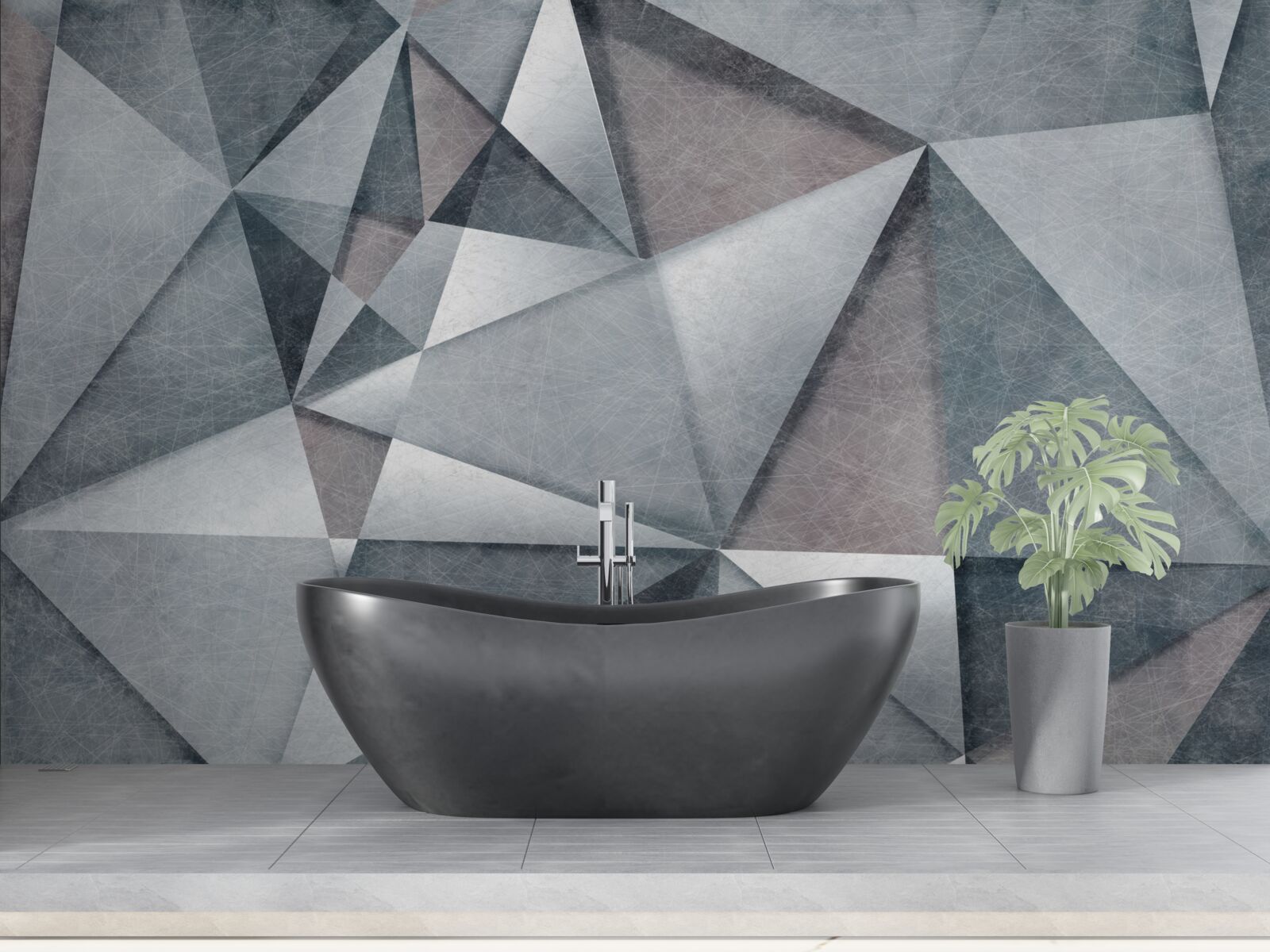 Fototapeta szara abstrakcja składająca się z trójkątów