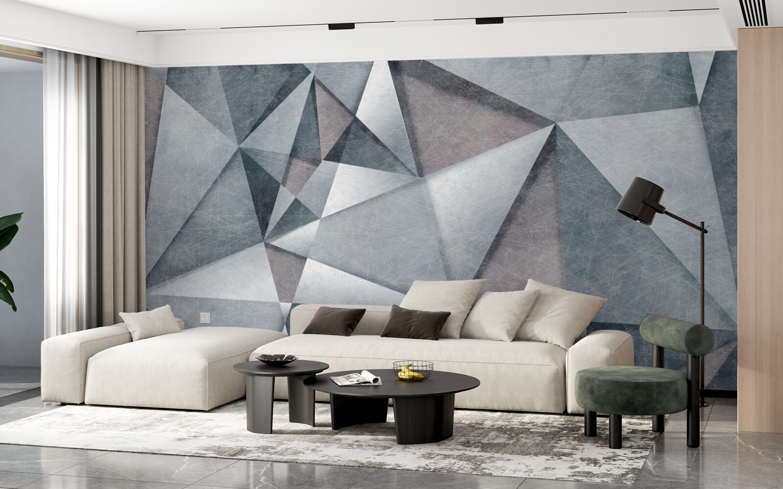 Fototapeta szara abstrakcja składająca się z trójkątów