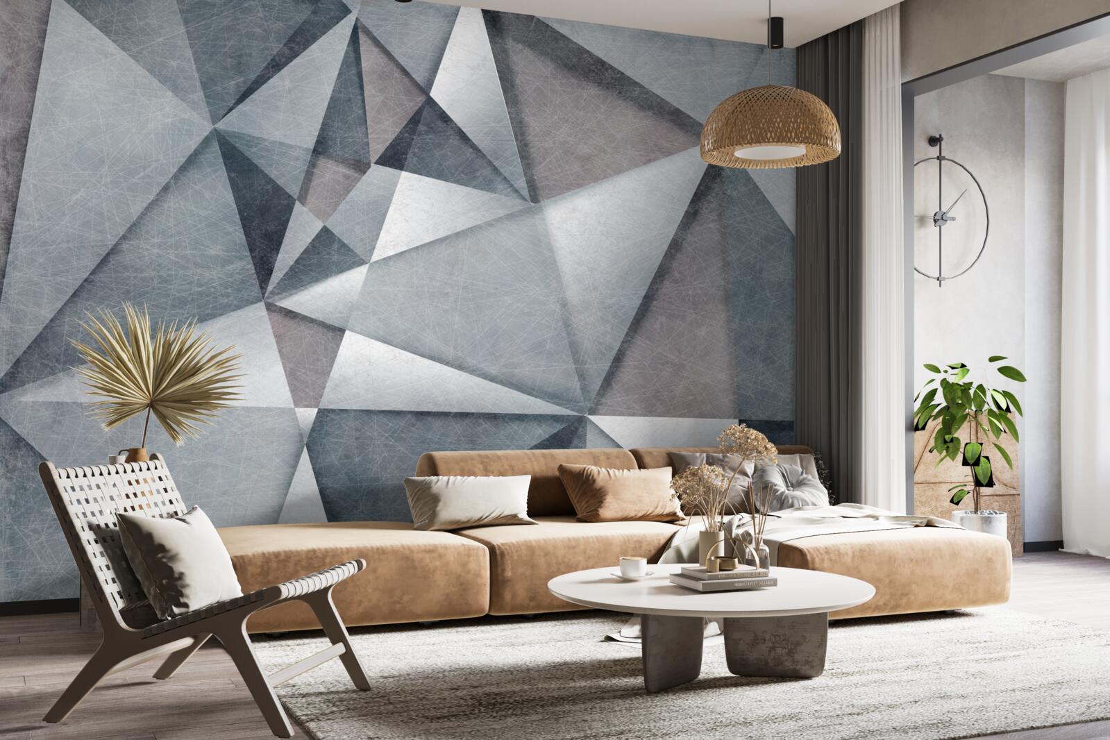 Fototapeta szara abstrakcja składająca się z trójkątów