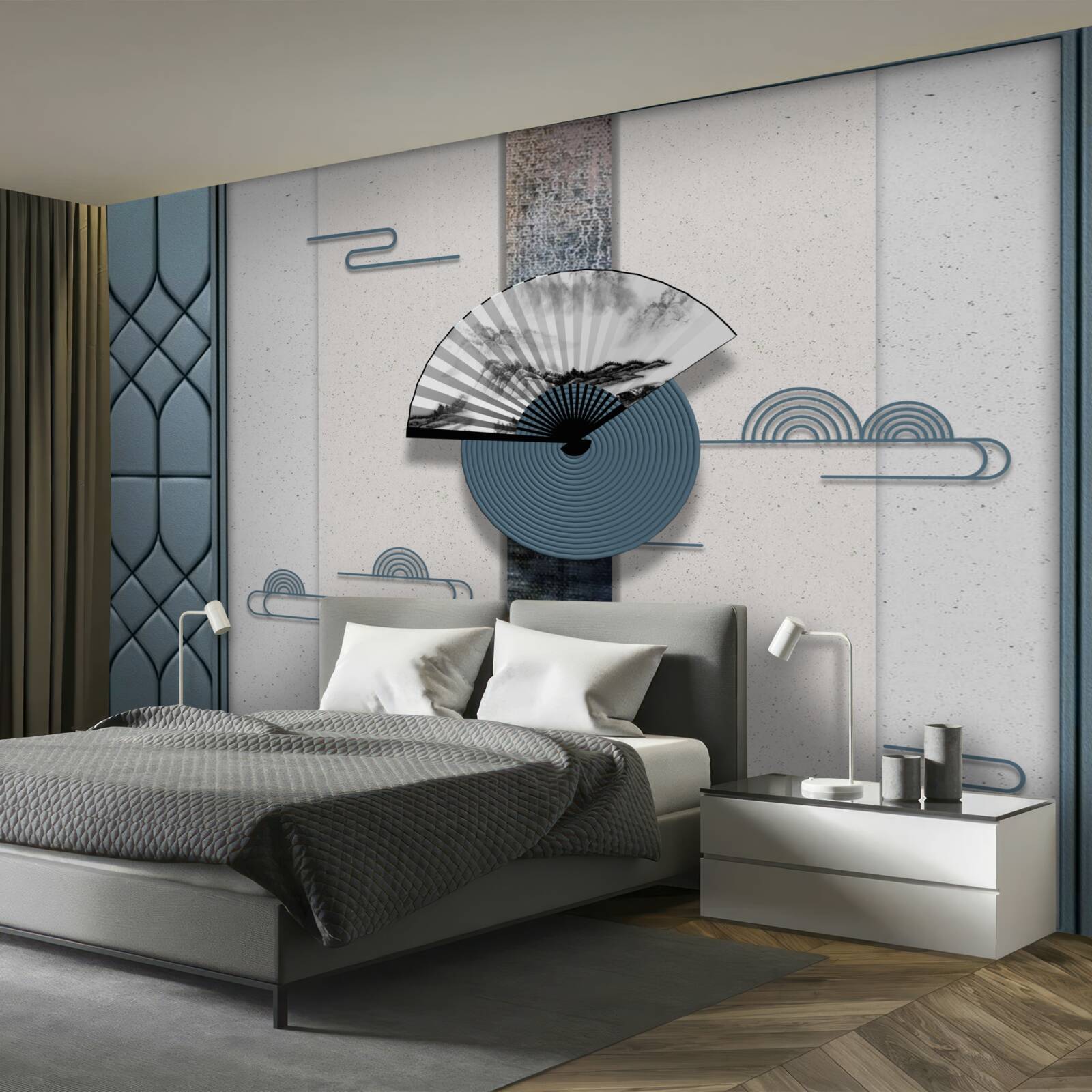 Fototapeta wentylator w czerni i bieli na tle pochmurnego nieba