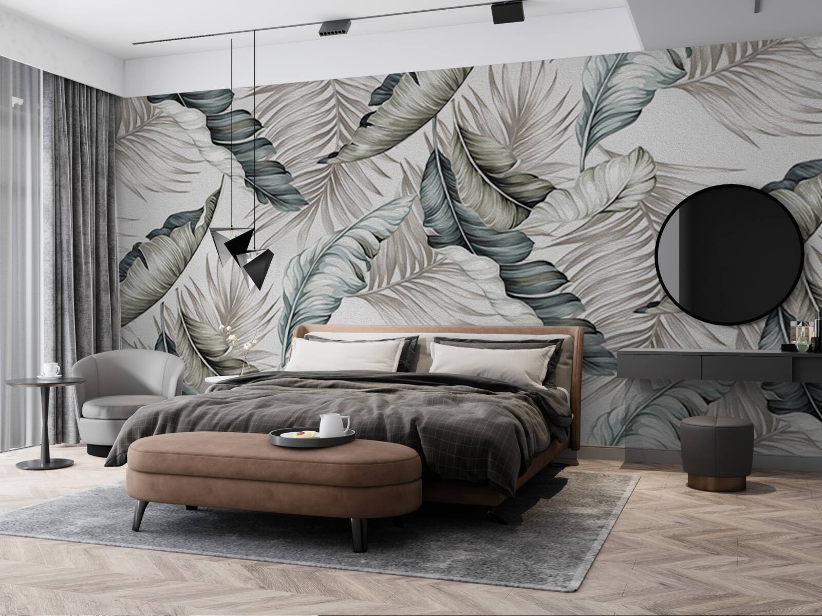 Fototapeta tropikalne liście w pastelowych kolorach