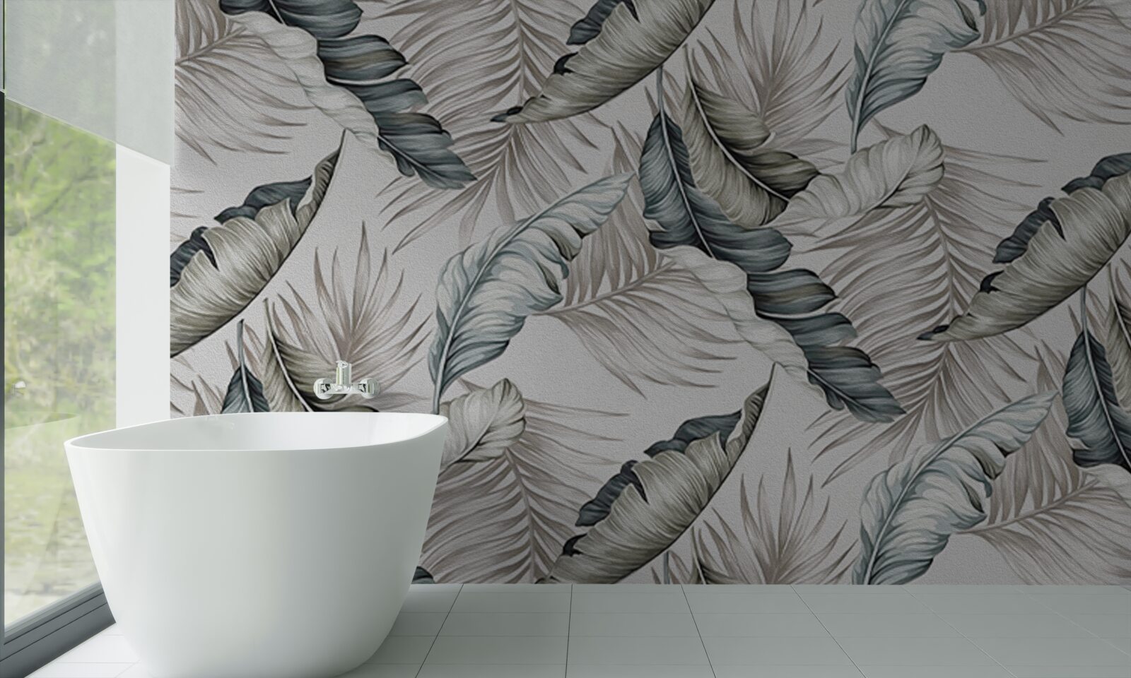 Fototapeta tropikalne liście w pastelowych kolorach