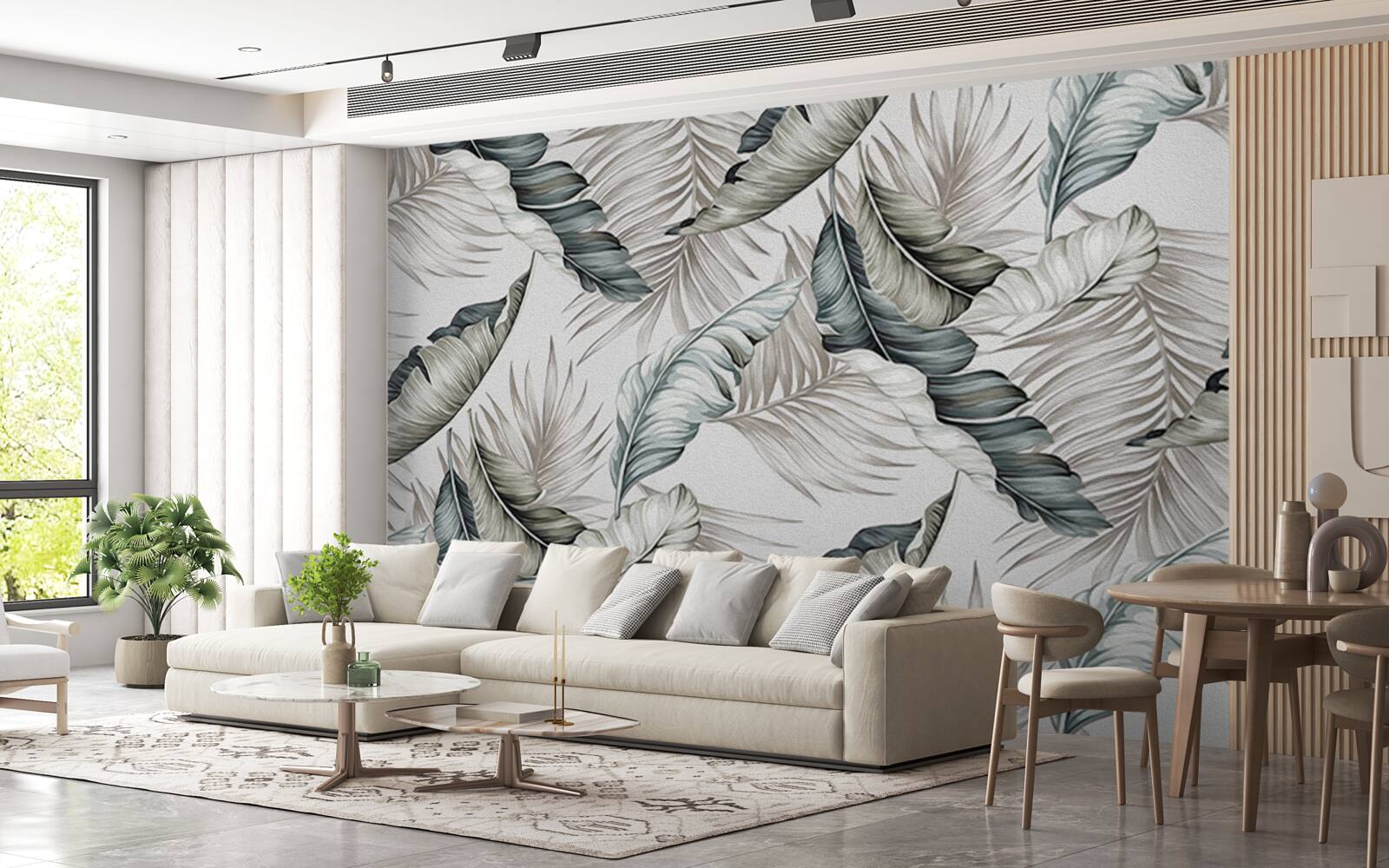 Fototapeta tropikalne liście w pastelowych kolorach