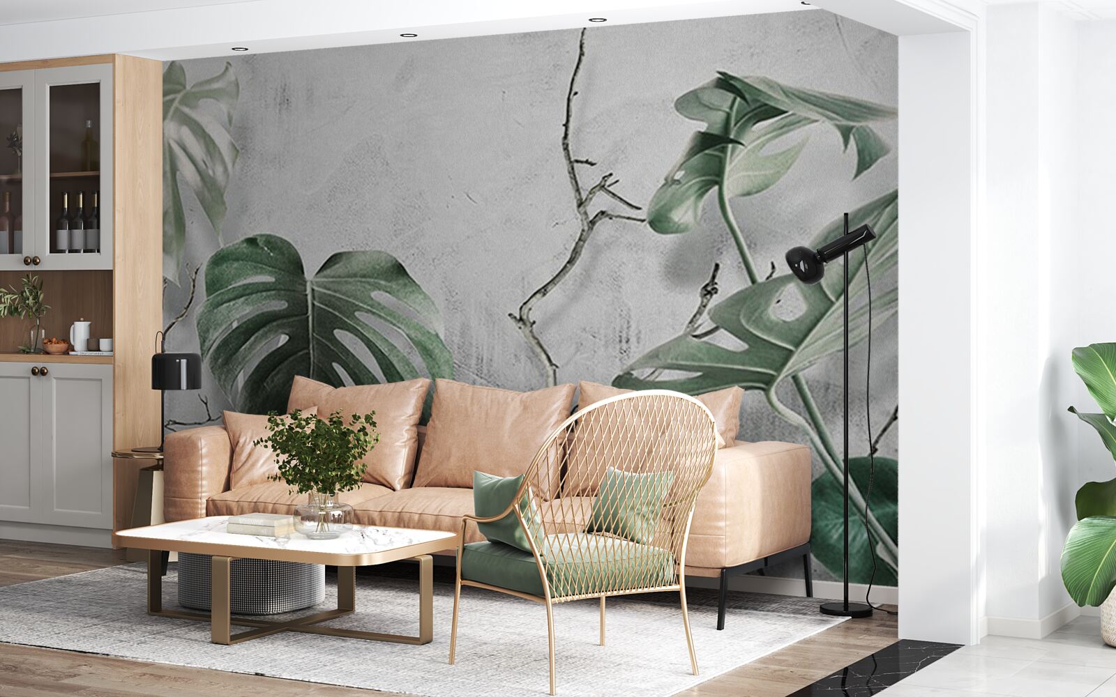 Fototapeta zielone liście monstery są duże