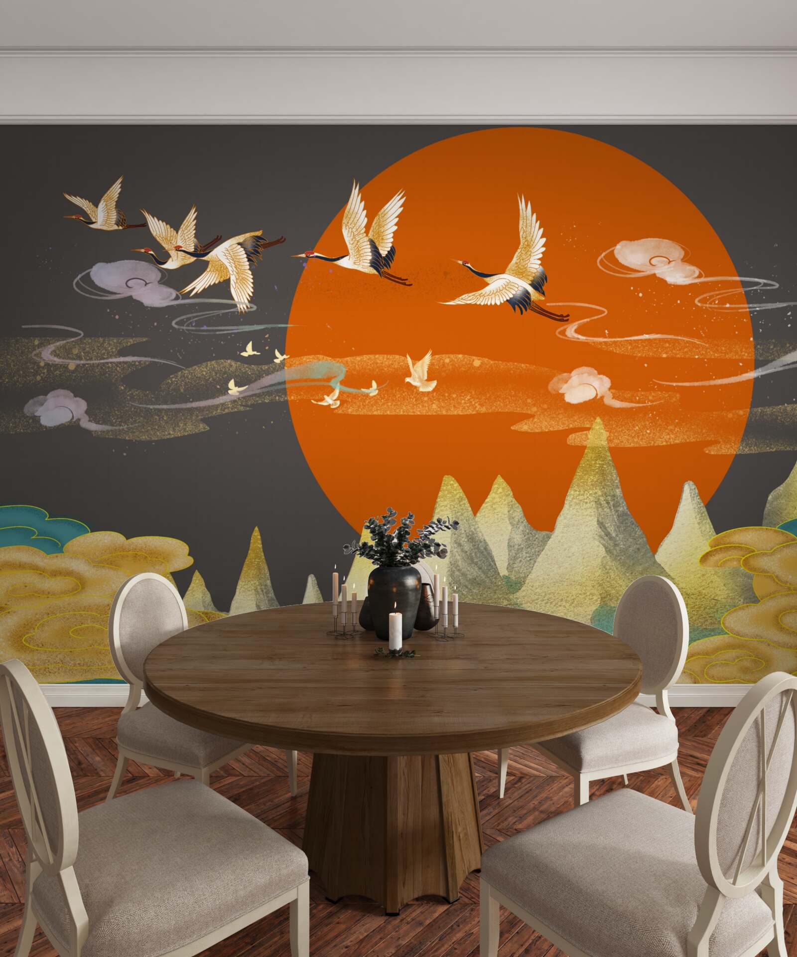 Fototapeta szczyty gór są świadkami odlotu żurawi ze swojego domu