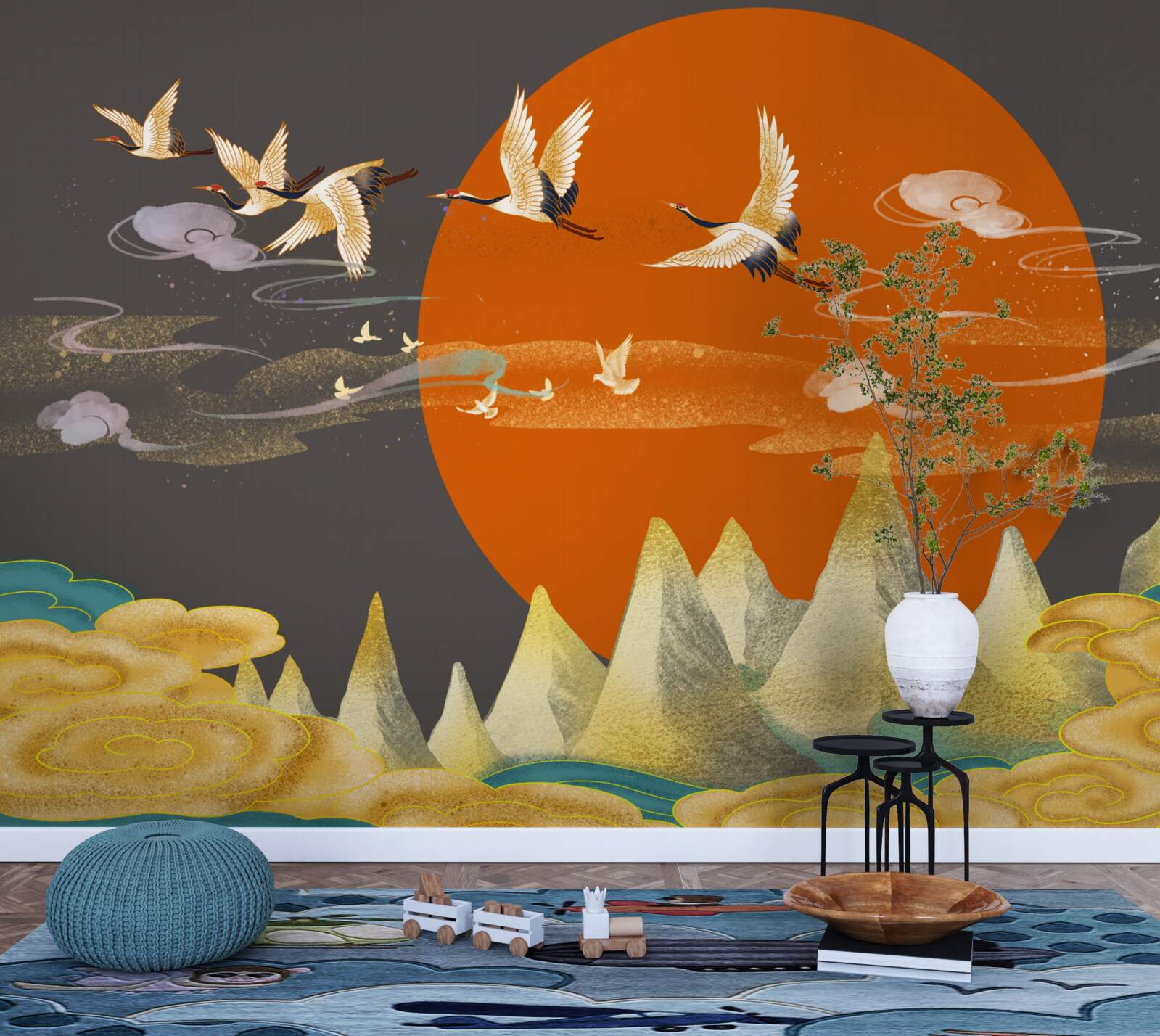 Fototapeta szczyty gór są świadkami odlotu żurawi ze swojego domu