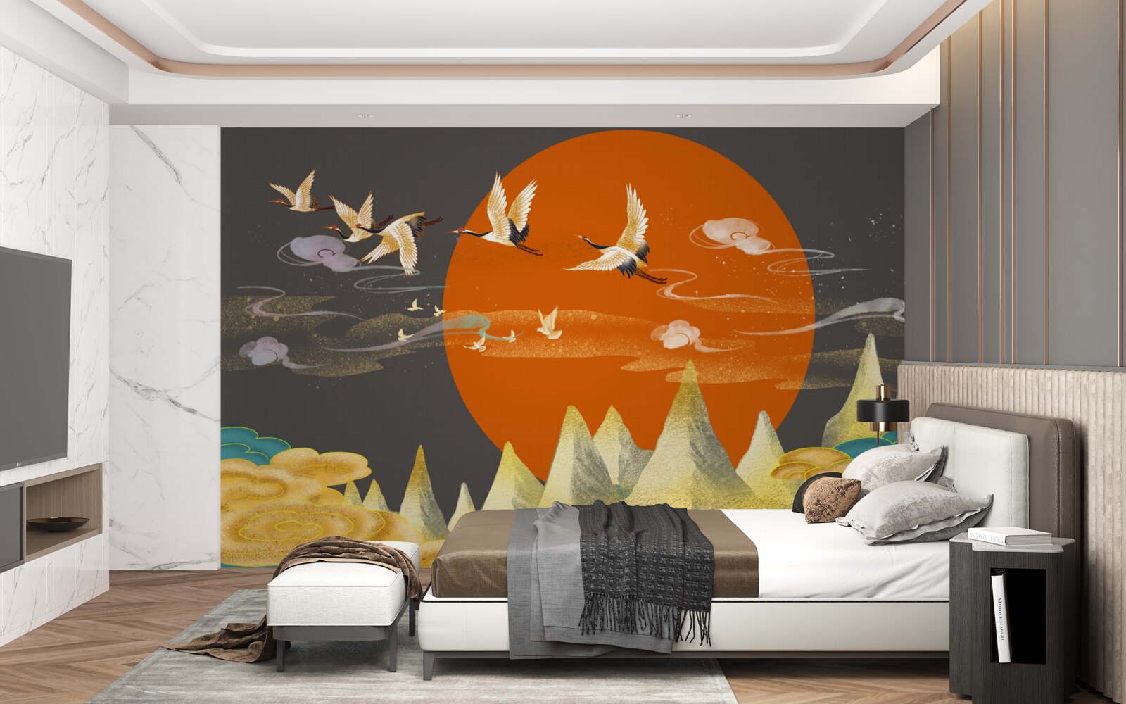 Fototapeta szczyty gór są świadkami odlotu żurawi ze swojego domu