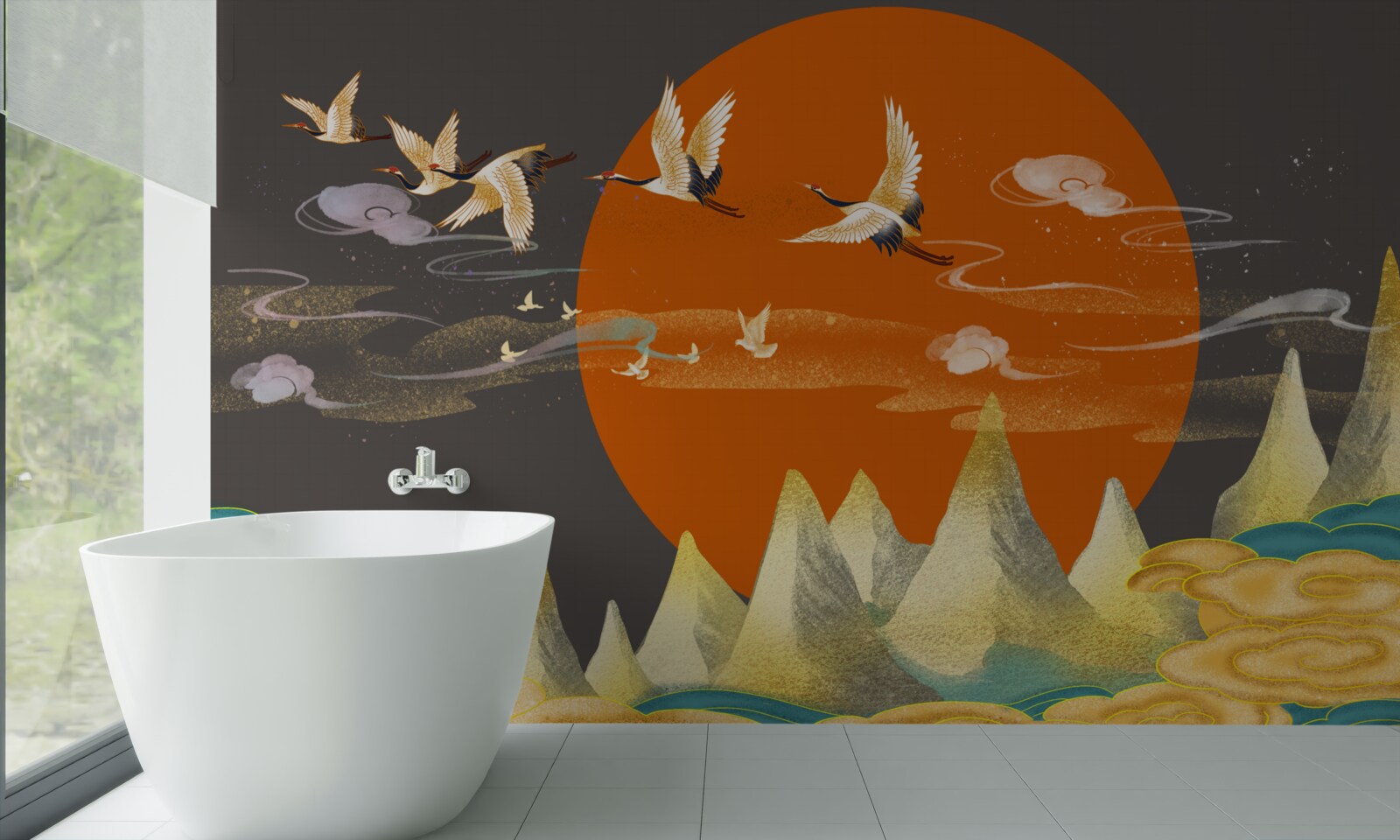 Fototapeta szczyty gór są świadkami odlotu żurawi ze swojego domu