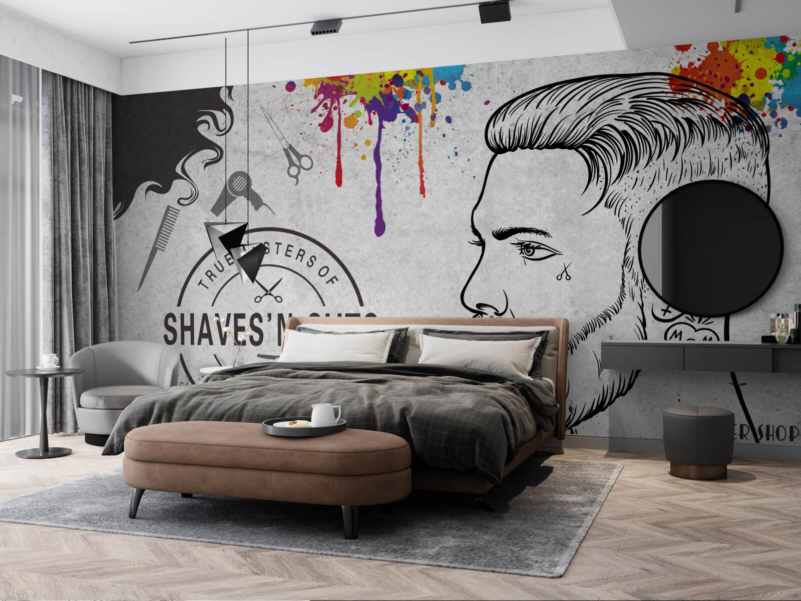 Fototapeta reklama o zakładzie fryzjerskim na ścianie