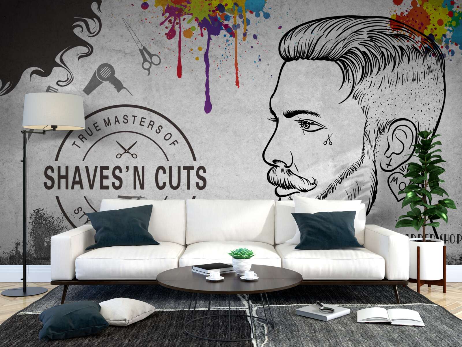 Fototapeta reklama o zakładzie fryzjerskim na ścianie
