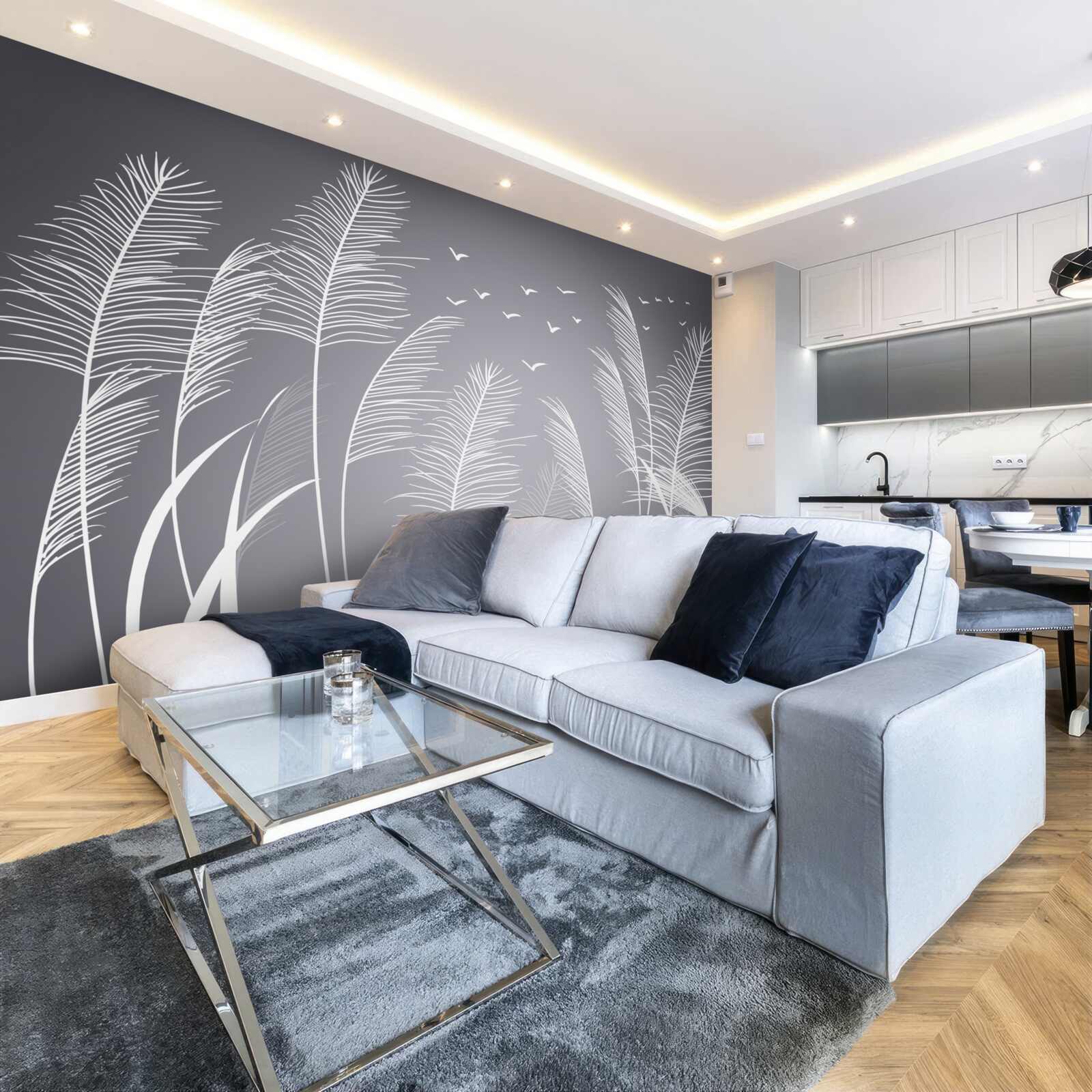 Fototapeta wiatr porusza roślinami, przypominając kształtem pióra