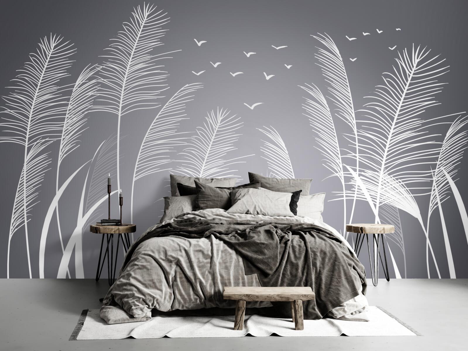 Fototapeta wiatr porusza roślinami, przypominając kształtem pióra