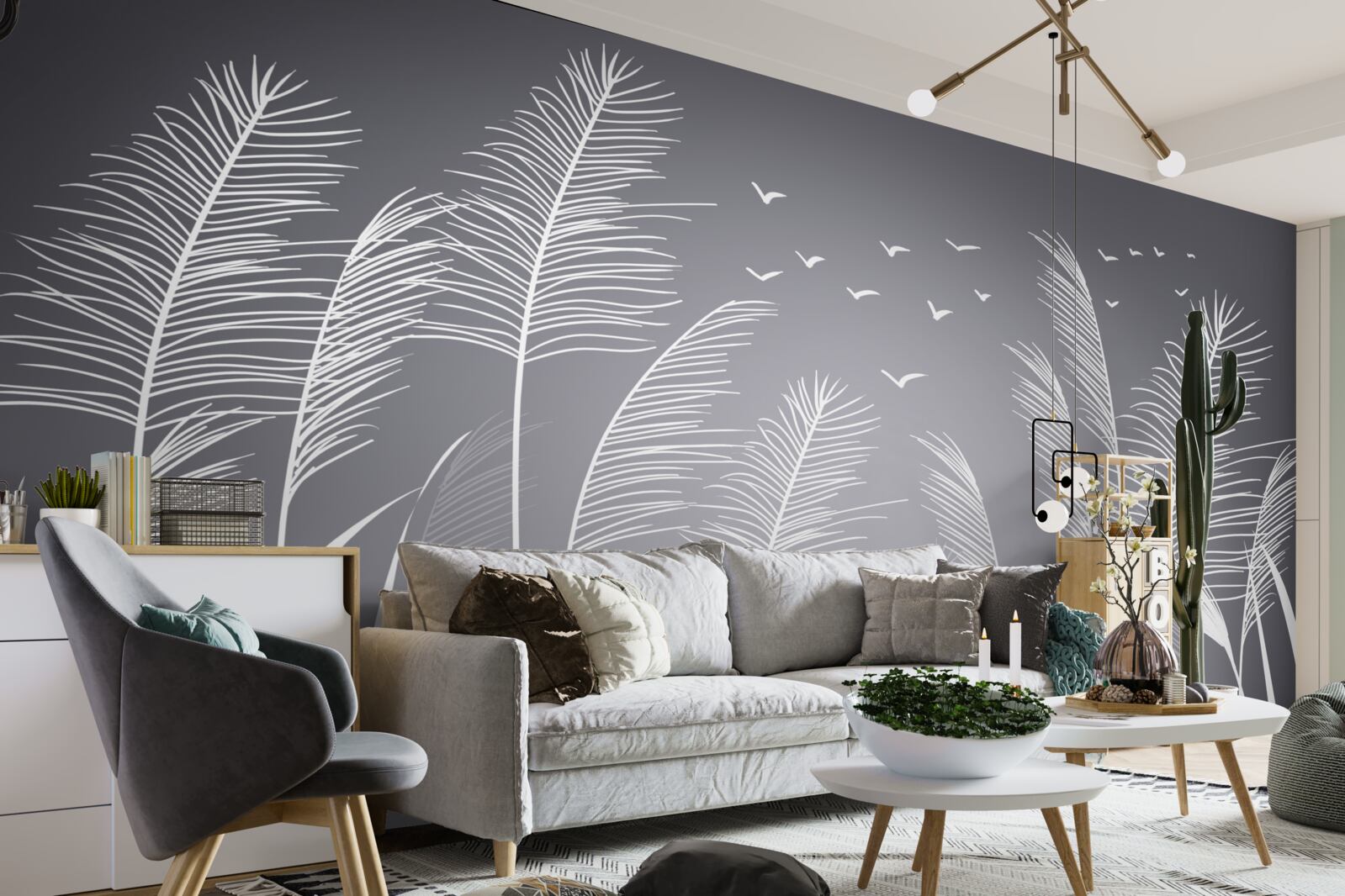 Fototapeta wiatr porusza roślinami, przypominając kształtem pióra