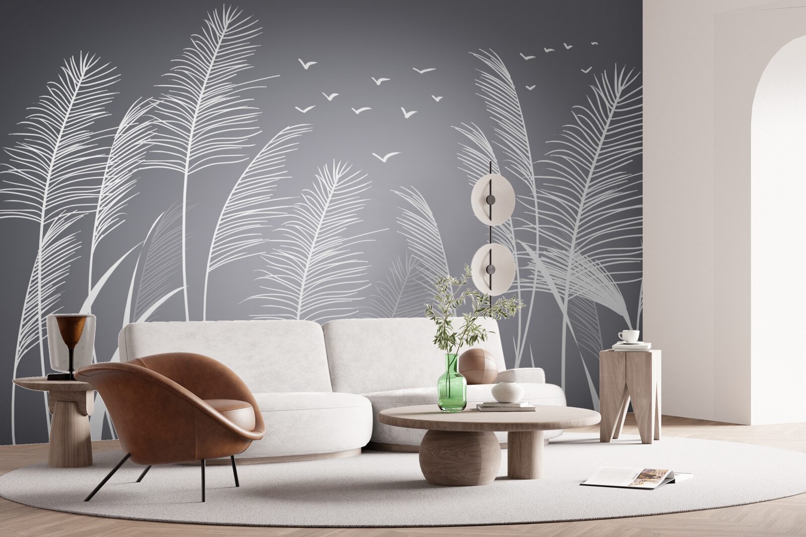 Fototapeta wiatr porusza roślinami, przypominając kształtem pióra