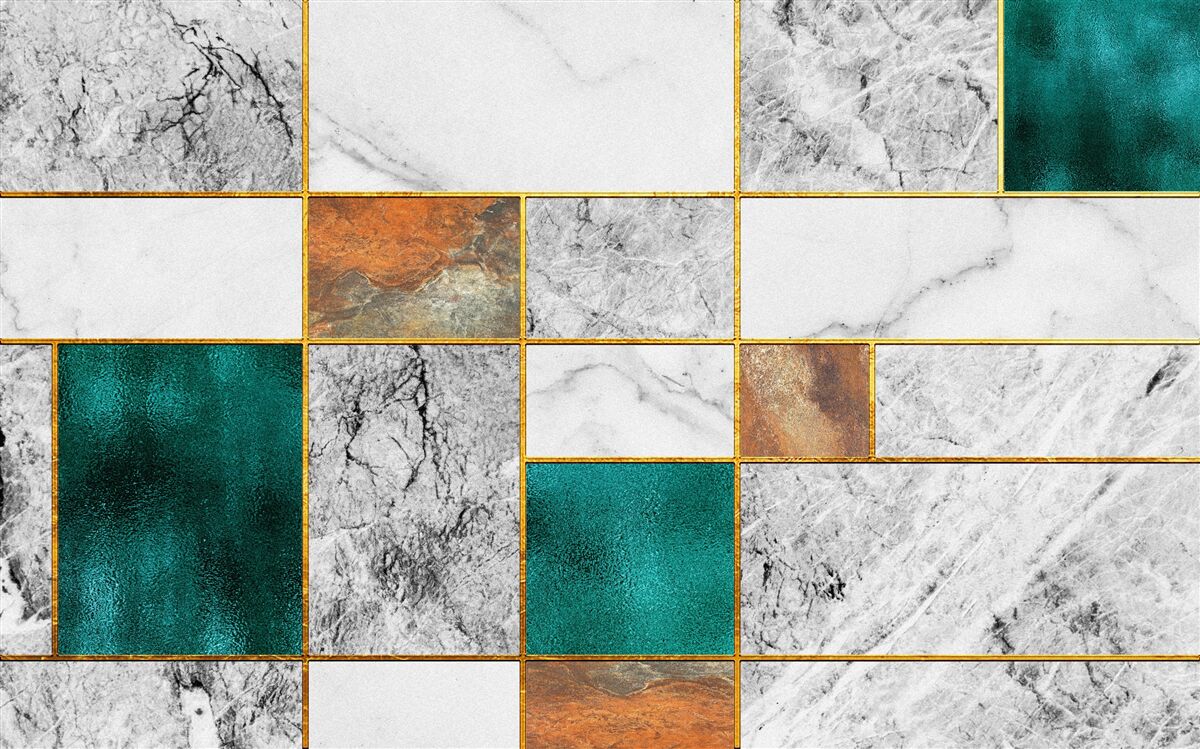 Fototapeta szmaragd łączy się z szarą mozaiką