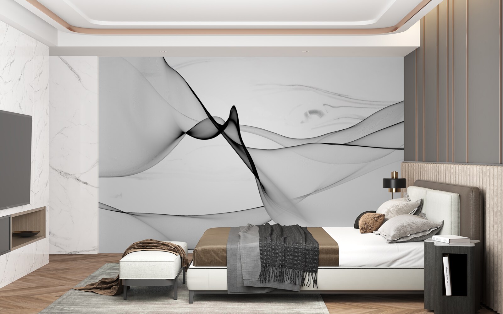 Fototapeta koncepcja białego i czarnego dymu