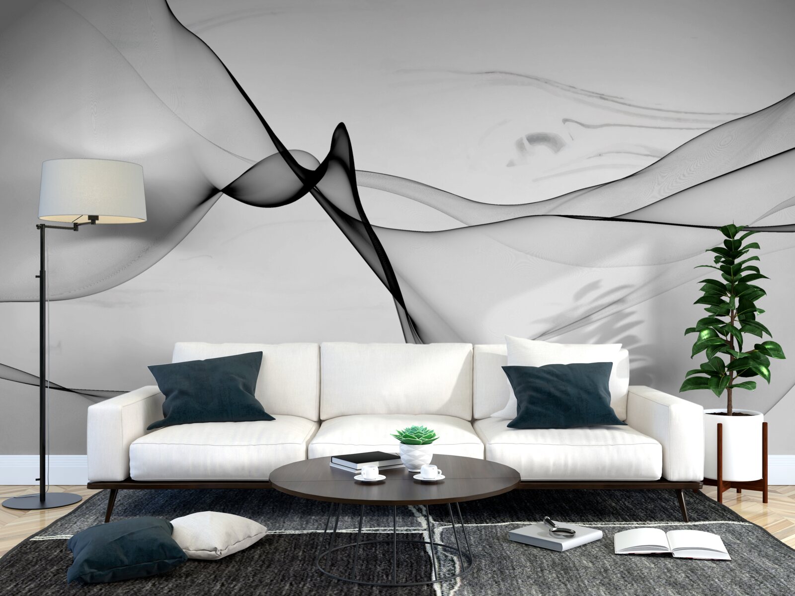 Fototapeta koncepcja białego i czarnego dymu