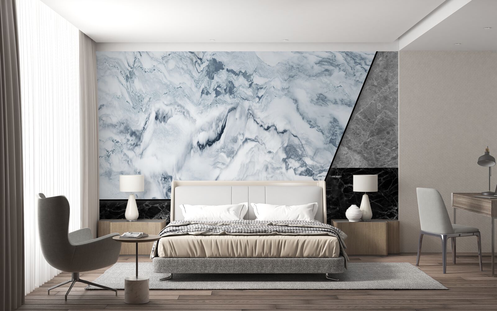 Fototapeta abstrakcja wykonana z białego i czarnego marmuru