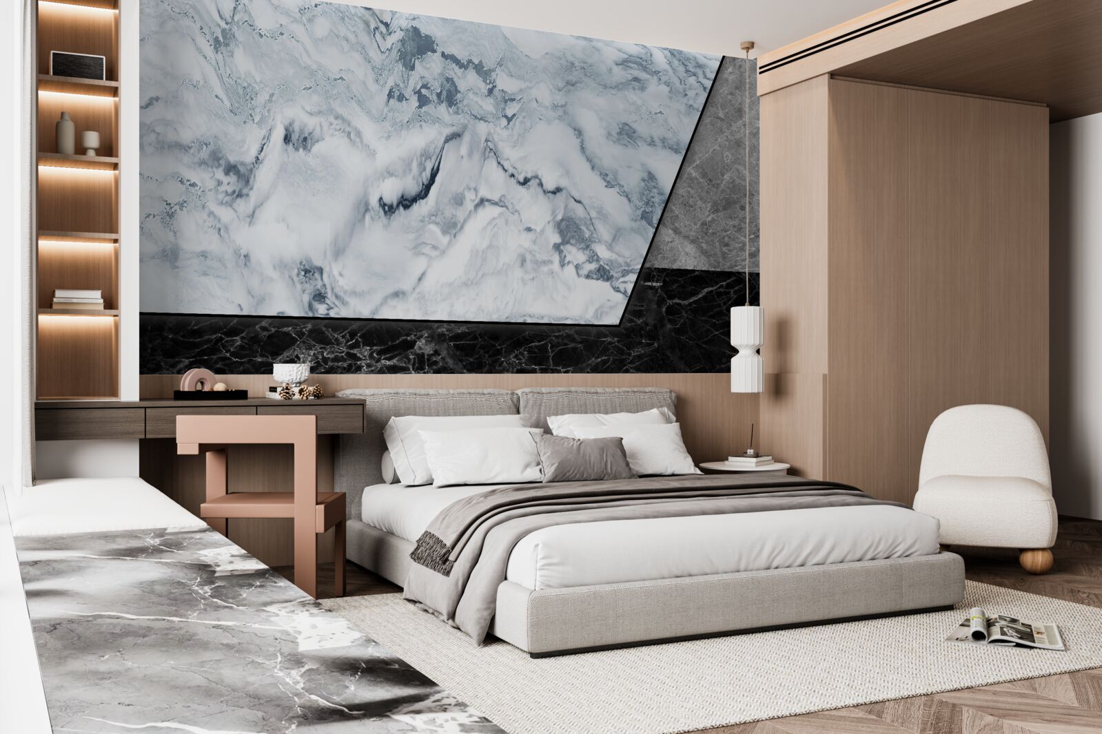 Fototapeta abstrakcja wykonana z białego i czarnego marmuru