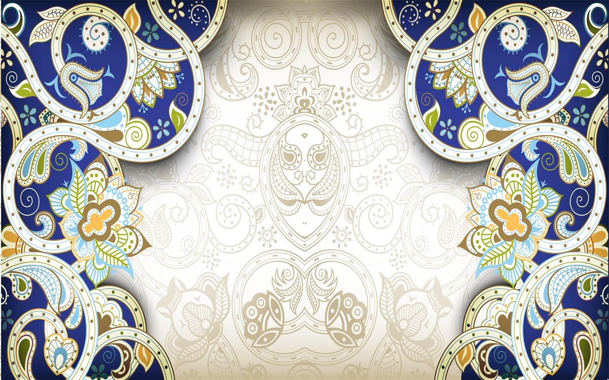 Fototapeta ozdoba w stylu orientalnym w niebieskich kolorach