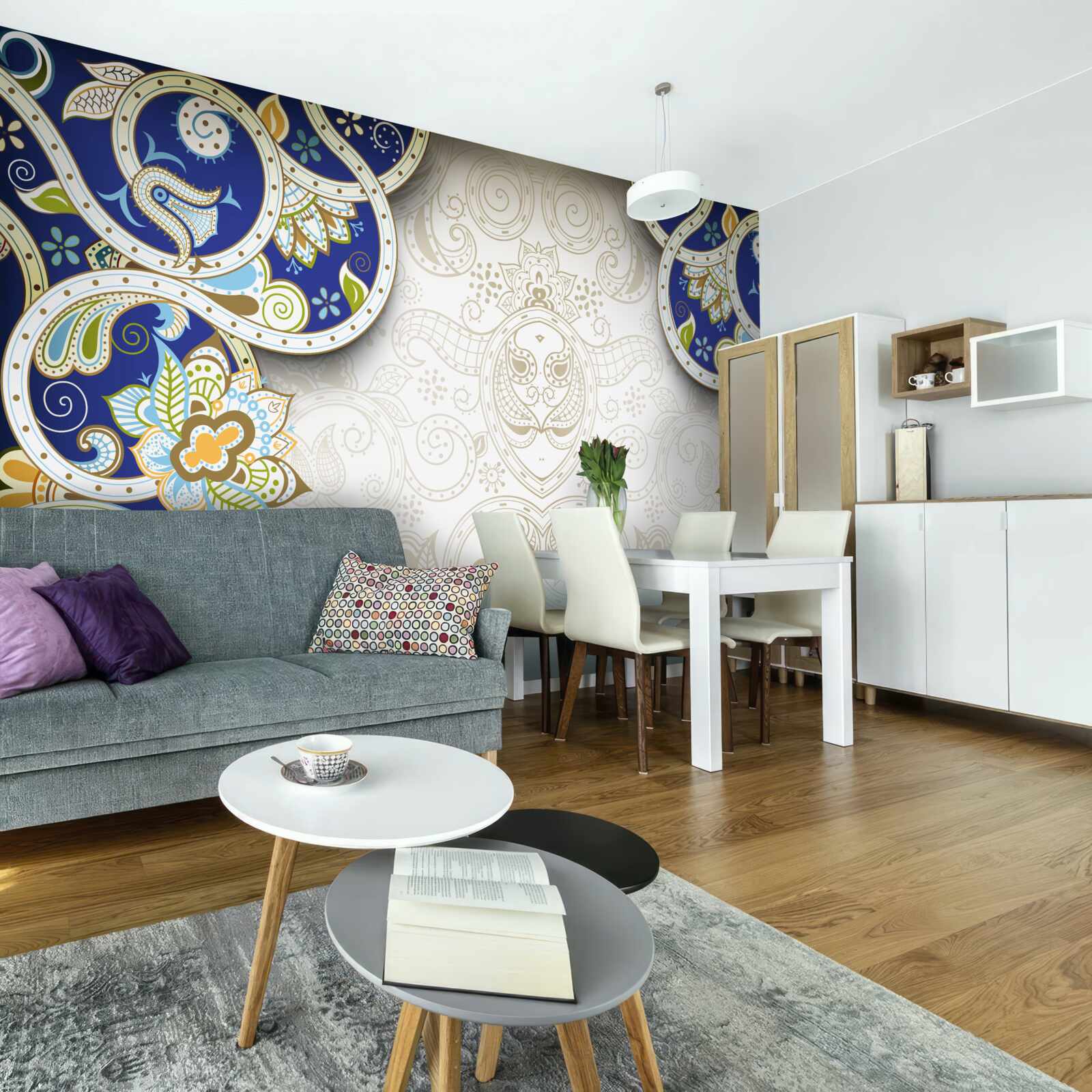 Fototapeta ozdoba w stylu orientalnym w niebieskich kolorach