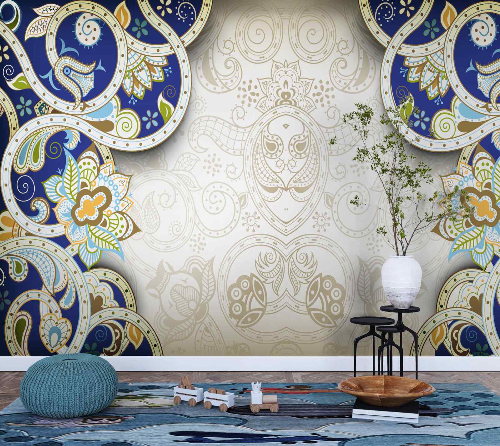 Fototapeta ozdoba w stylu orientalnym w niebieskich kolorach