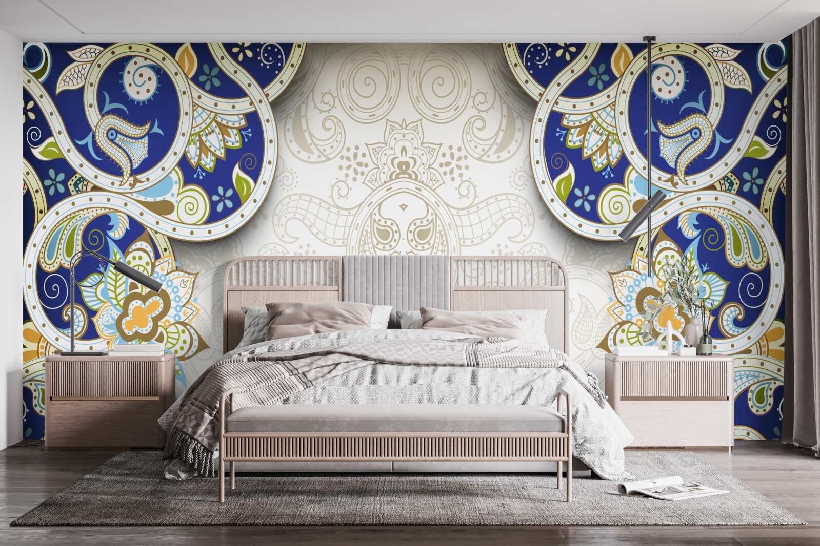 Fototapeta ozdoba w stylu orientalnym w niebieskich kolorach