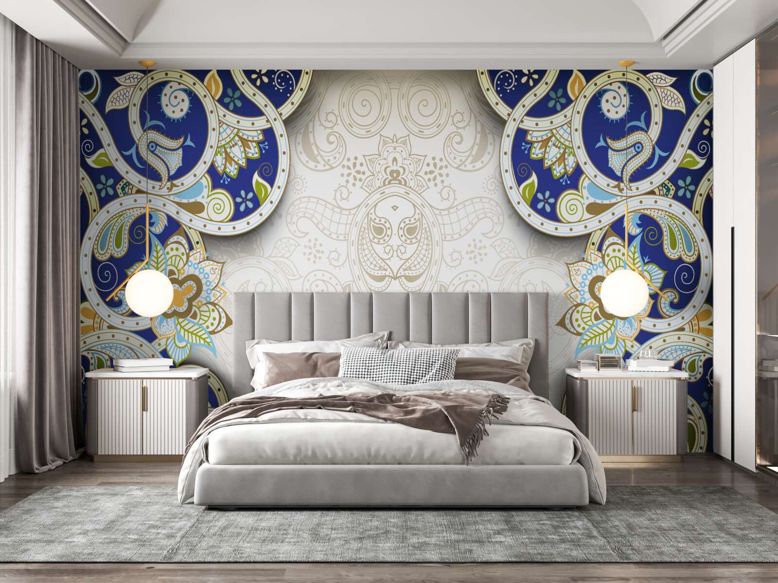 Fototapeta ozdoba w stylu orientalnym w niebieskich kolorach