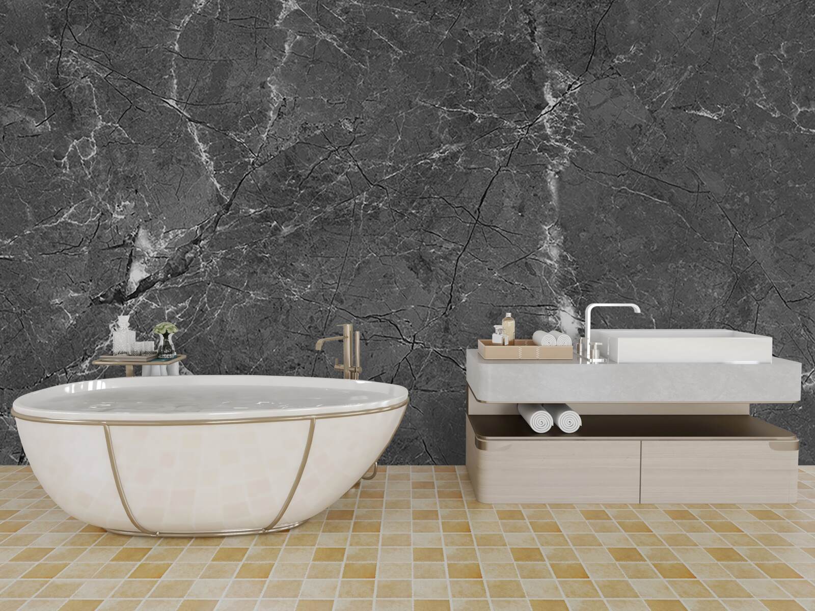 Fototapeta białe krzywe na szarym marmurze