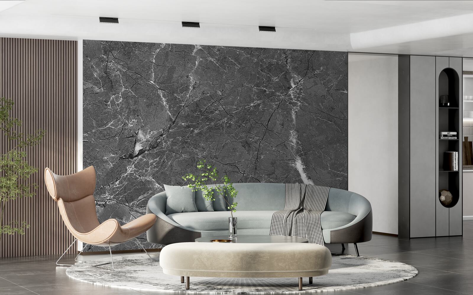 Fototapeta białe krzywe na szarym marmurze