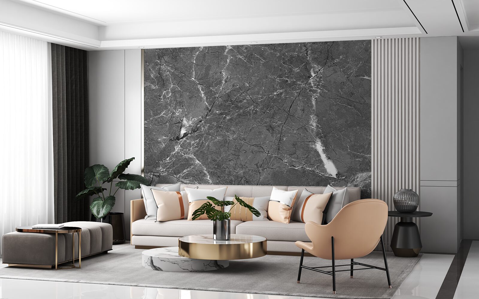 Fototapeta białe krzywe na szarym marmurze