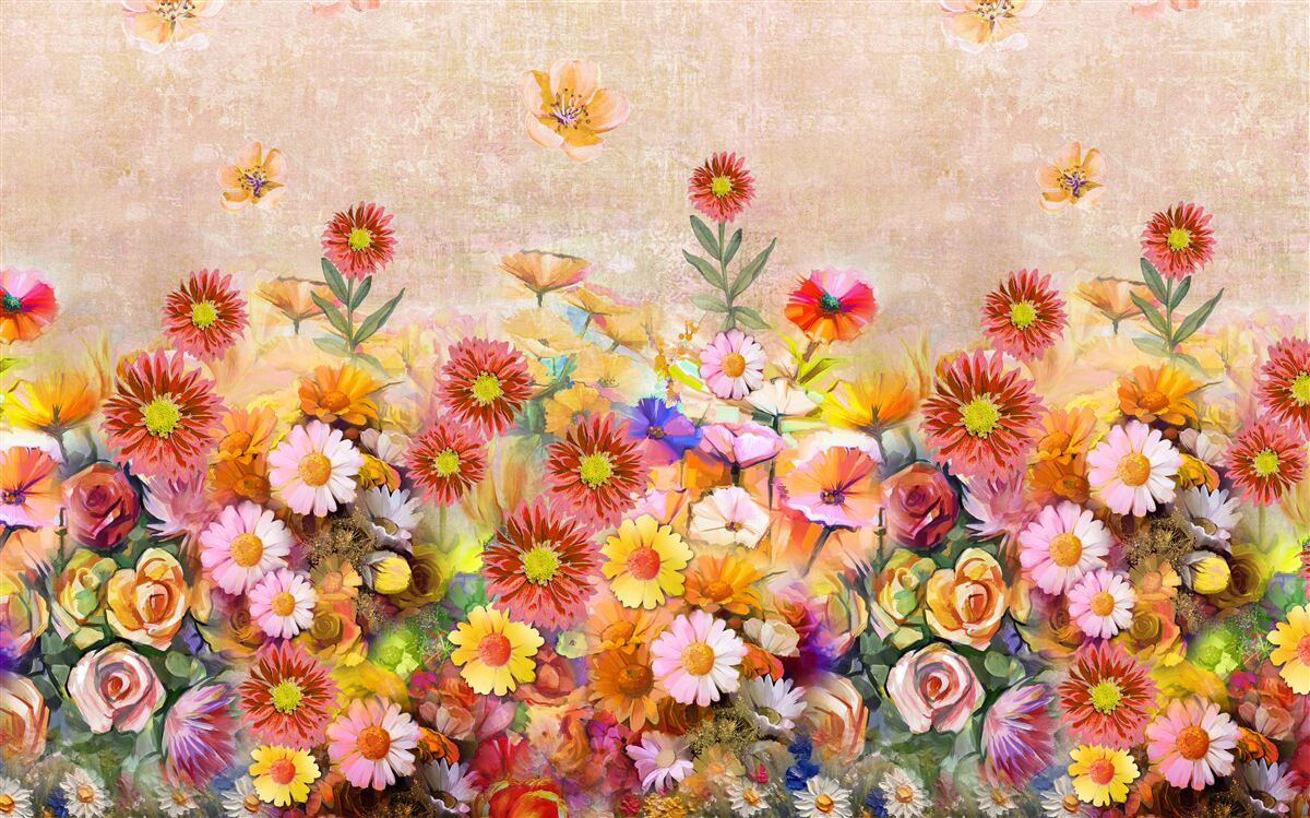 Fototapeta kolorowe kwiaty różnych typów