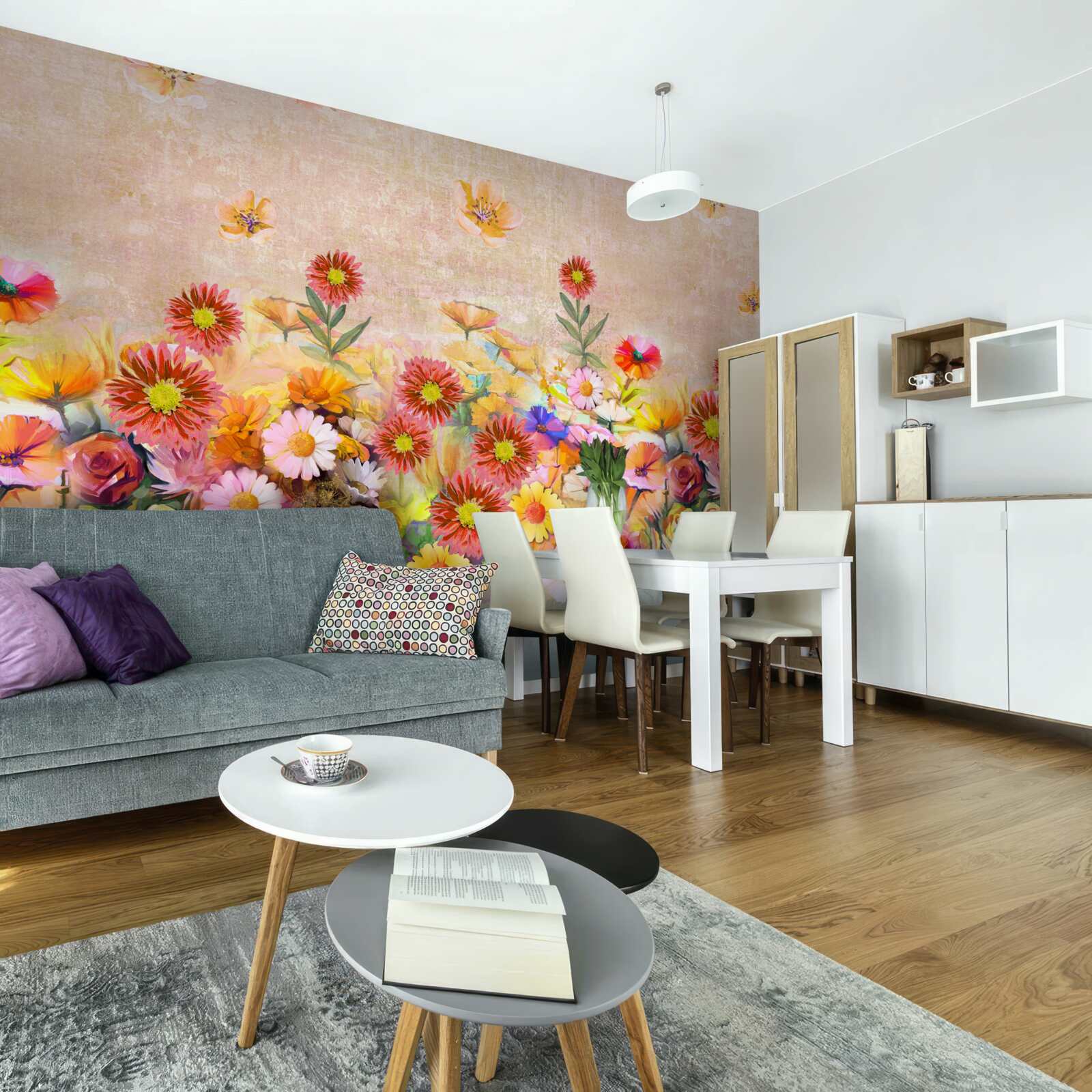 Fototapeta kolorowe kwiaty różnych typów