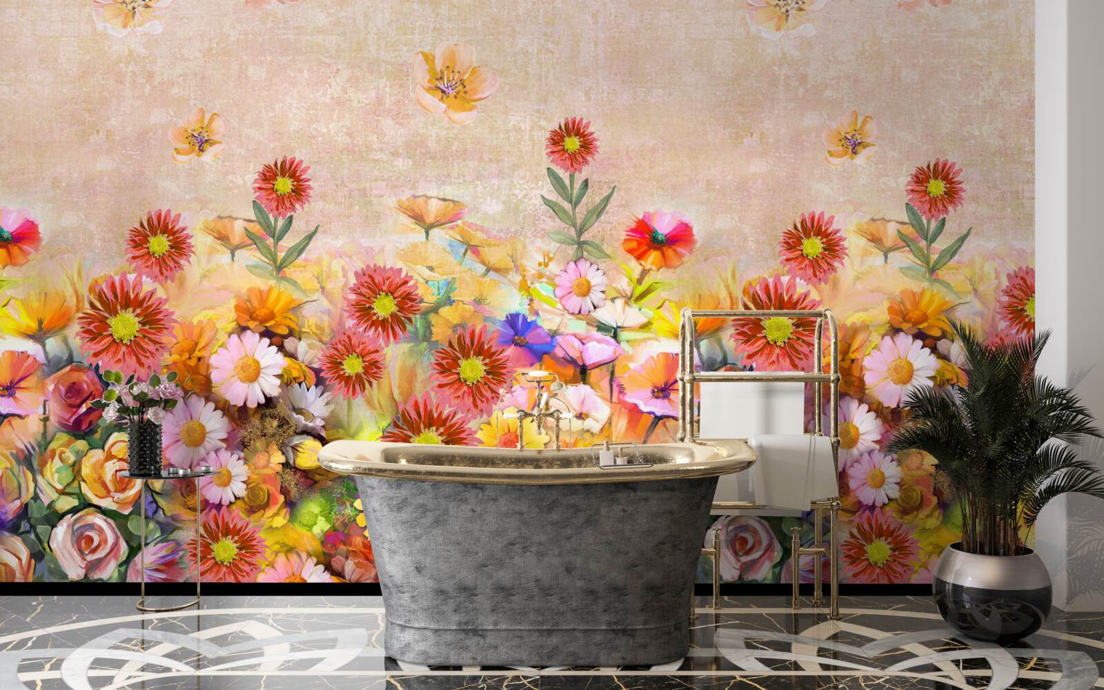 Fototapeta kolorowe kwiaty różnych typów