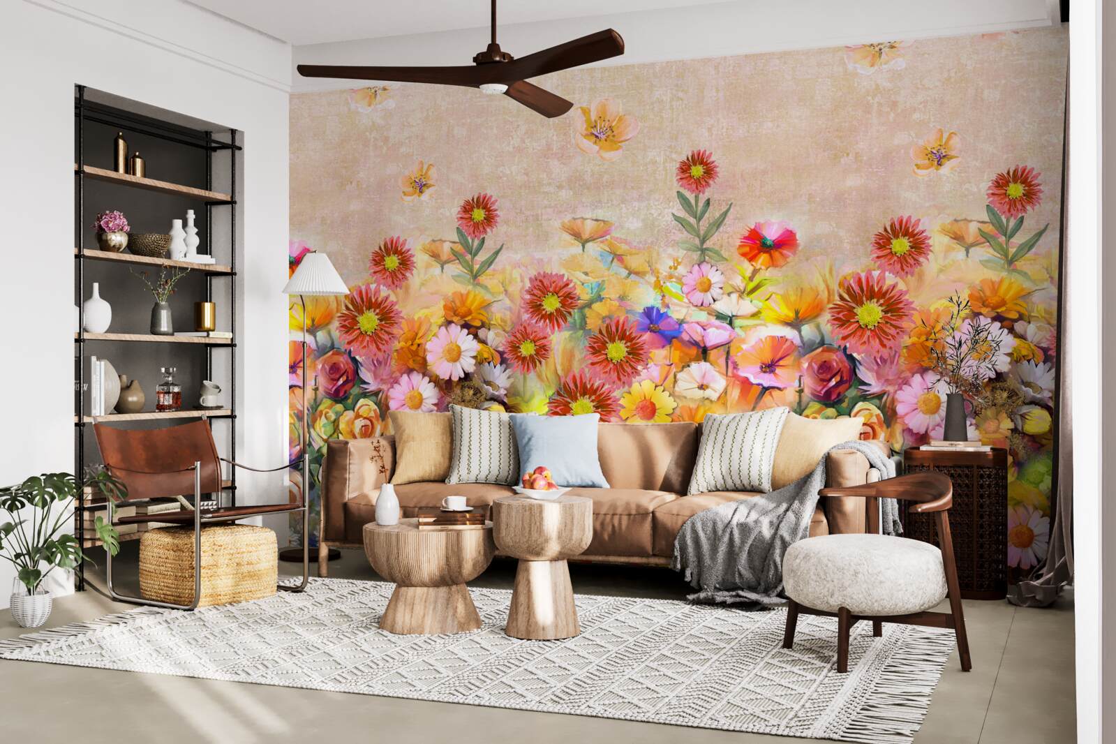 Fototapeta kolorowe kwiaty różnych typów