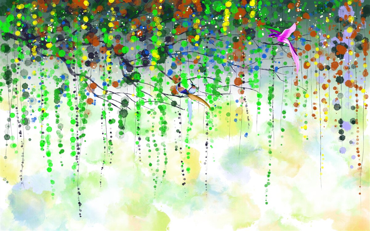 Fototapeta bogate kwiaty zwisają