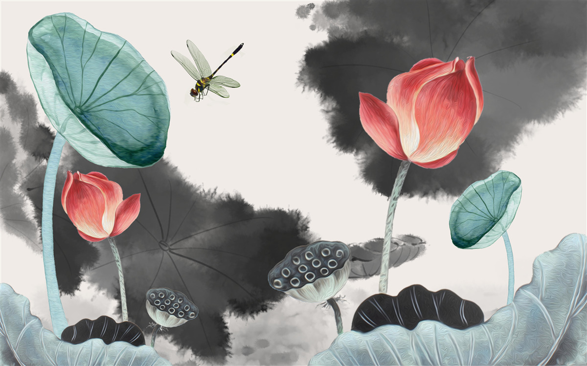 Fototapeta majestatyczne mityczne rośliny i latający owad