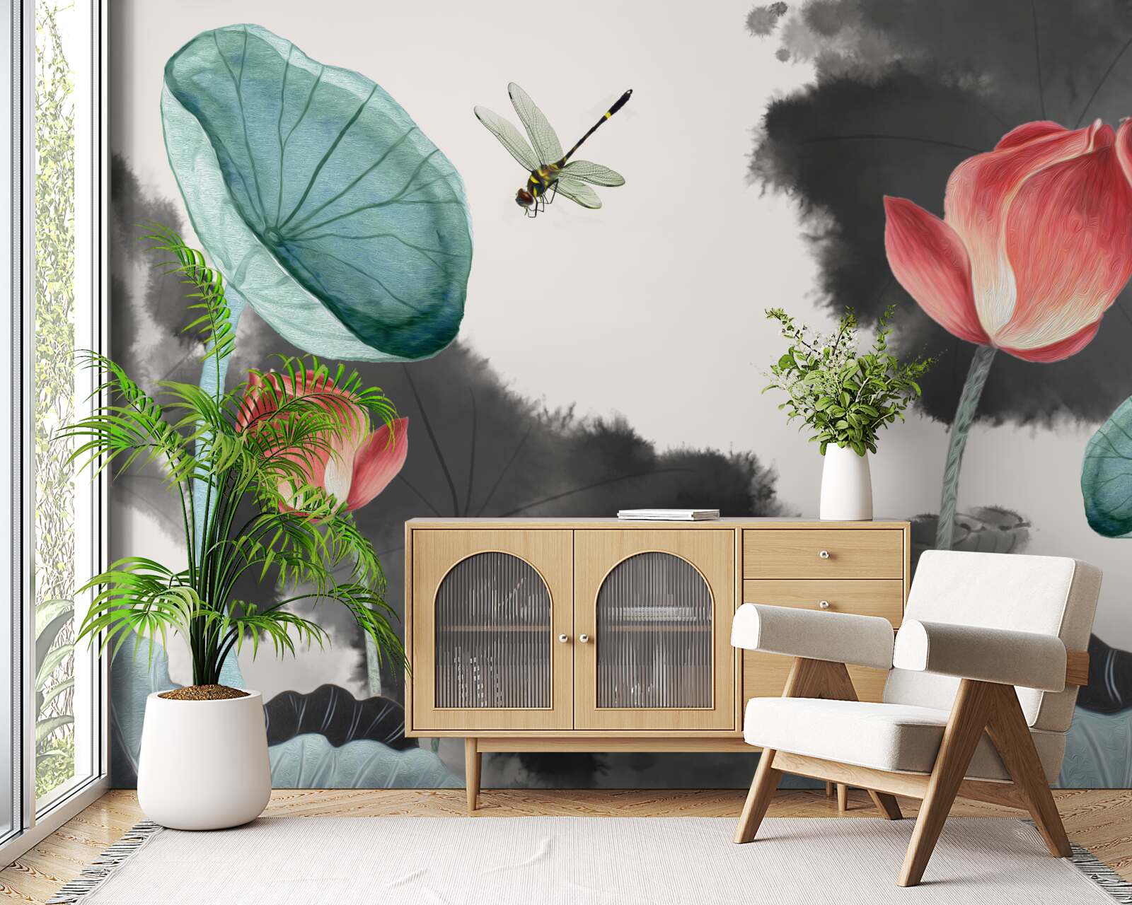 Fototapeta majestatyczne mityczne rośliny i latający owad