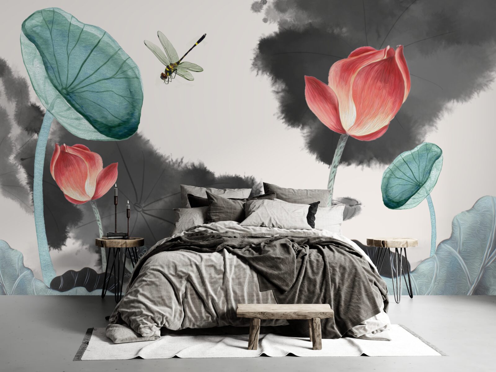 Fototapeta majestatyczne mityczne rośliny i latający owad