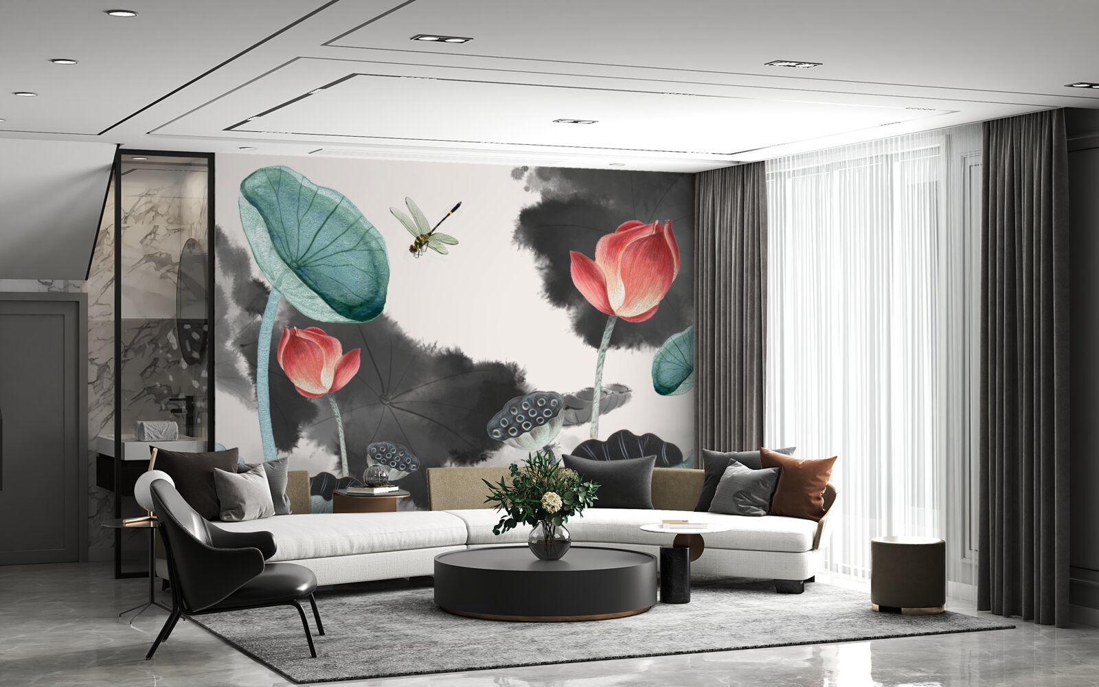 Fototapeta majestatyczne mityczne rośliny i latający owad