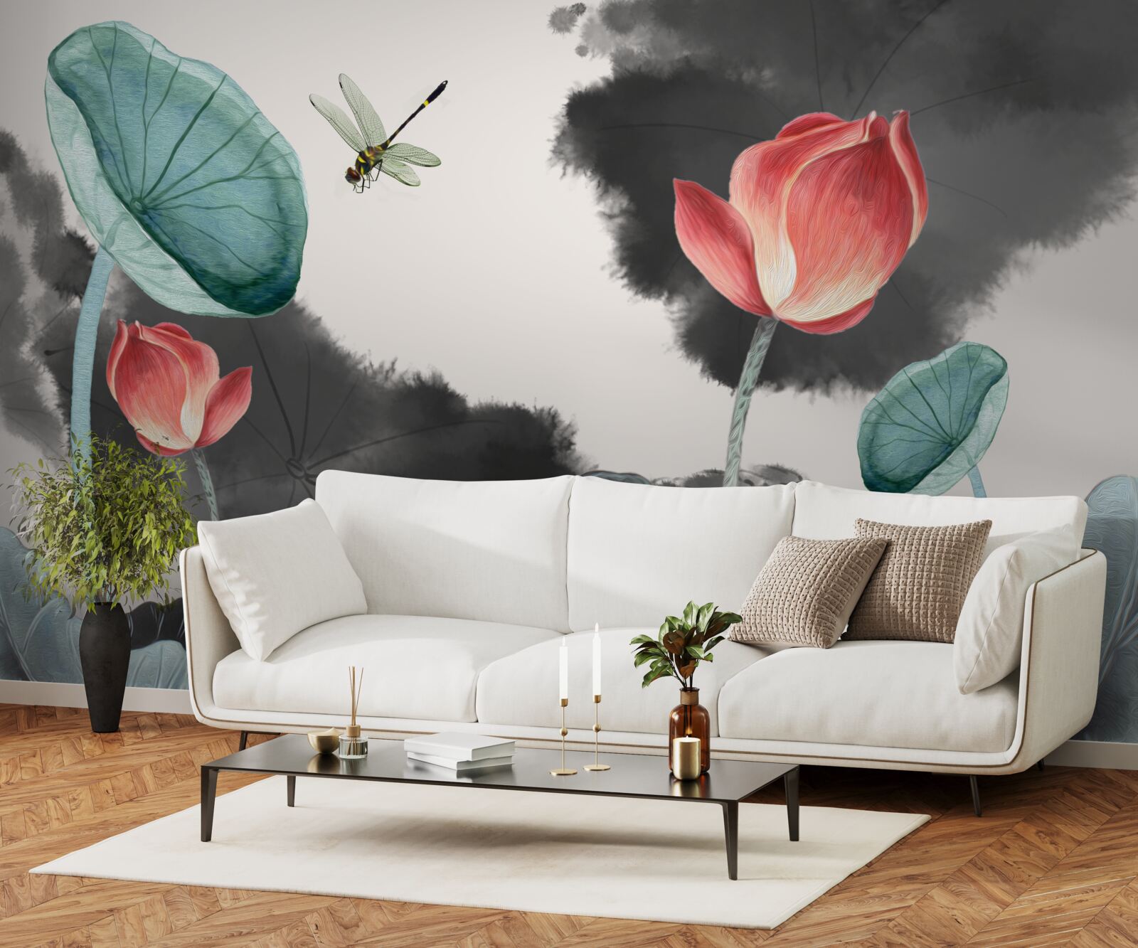 Fototapeta majestatyczne mityczne rośliny i latający owad