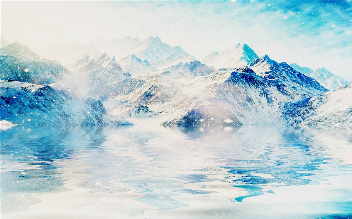 Fototapeta ranek spowity zimnem, na zamarzniętym jeziorze