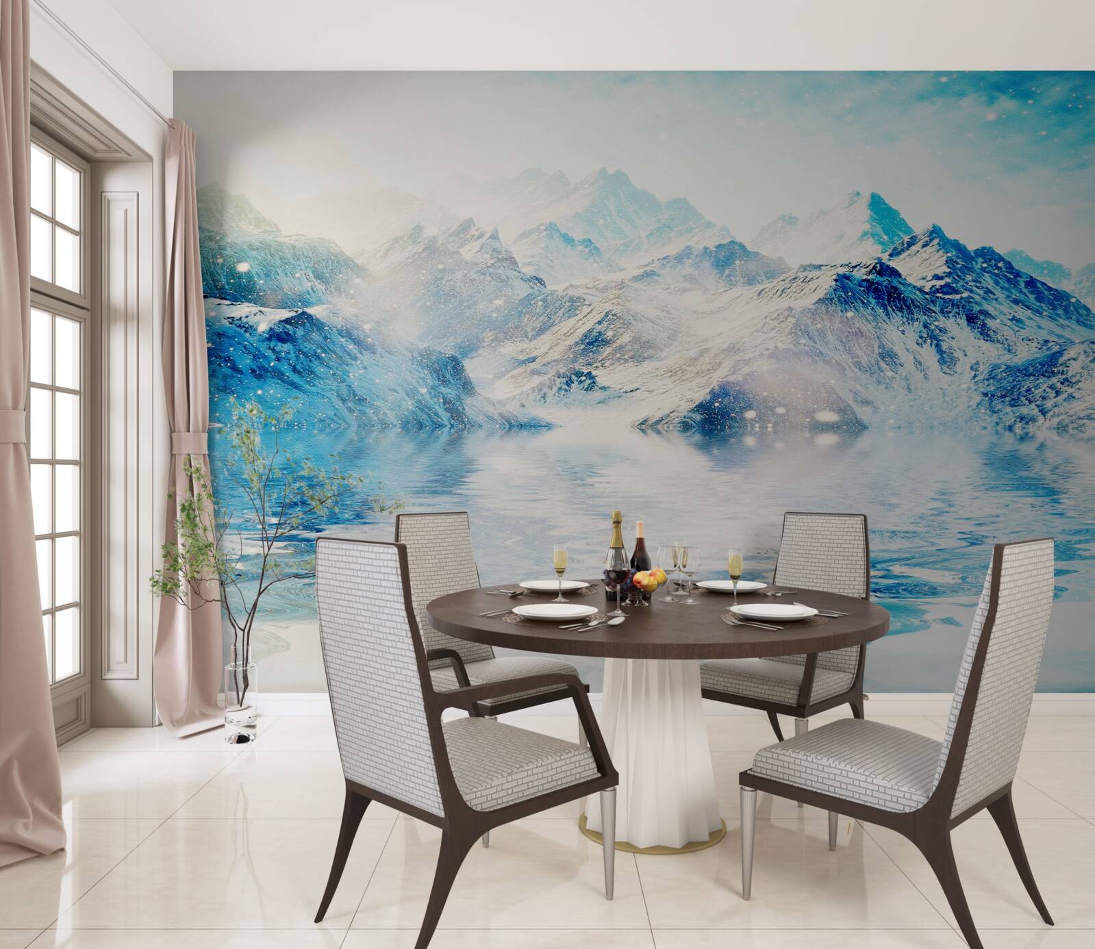 Fototapeta ranek spowity zimnem, na zamarzniętym jeziorze