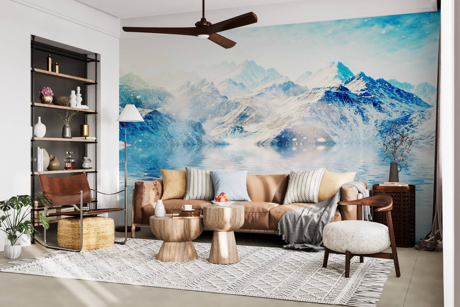 Fototapeta ranek spowity zimnem, na zamarzniętym jeziorze