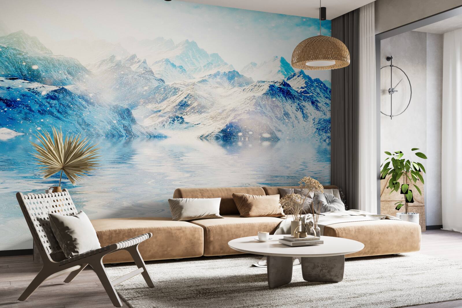 Fototapeta ranek spowity zimnem, na zamarzniętym jeziorze