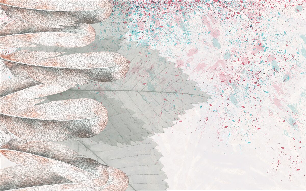 Fototapeta modrzewiowe pióra i liście