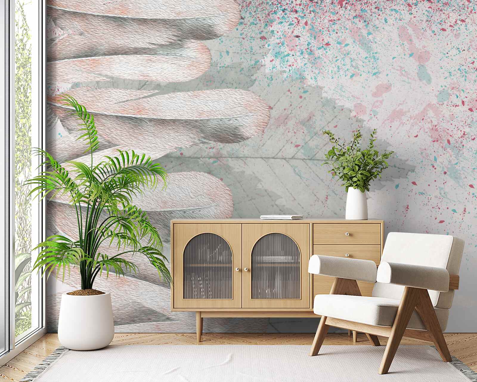 Fototapeta modrzewiowe pióra i liście