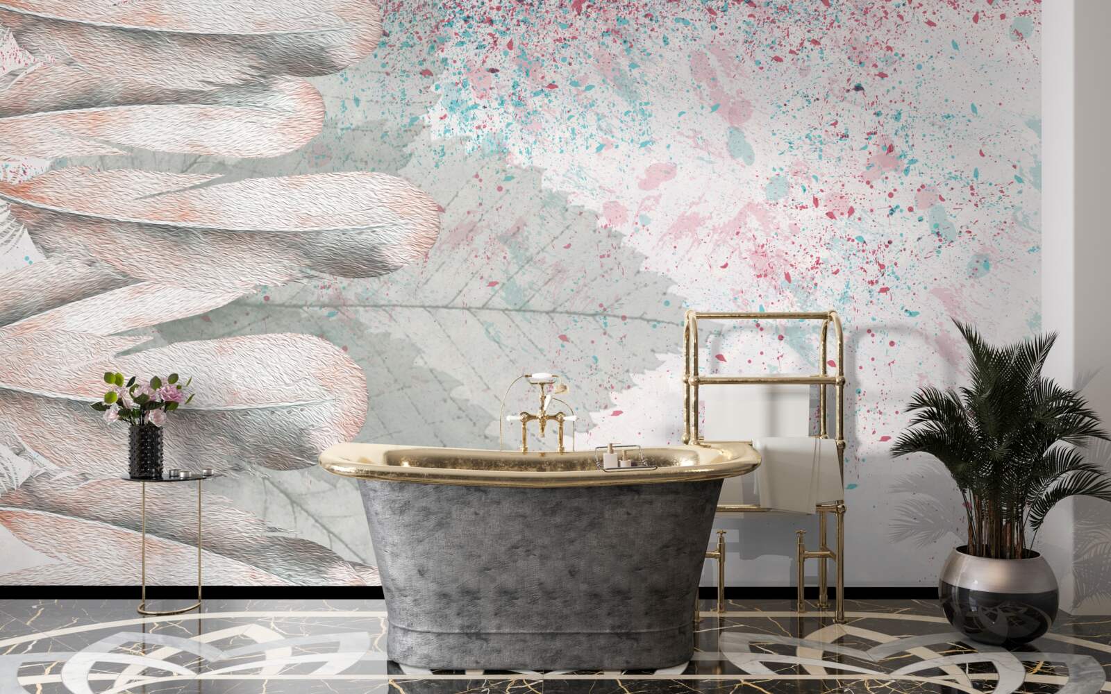 Fototapeta modrzewiowe pióra i liście