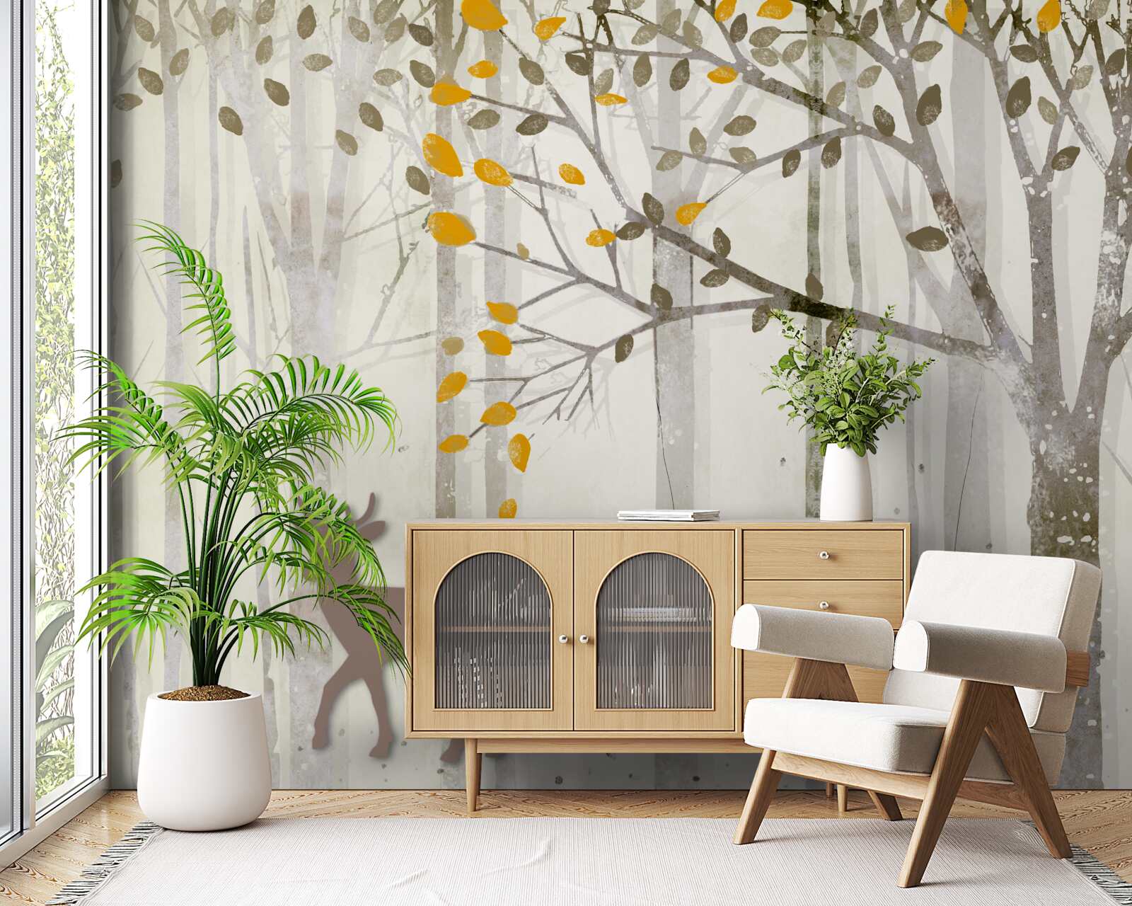 Fototapeta jesienny las, pełen piękna, jest domem dla jeleni