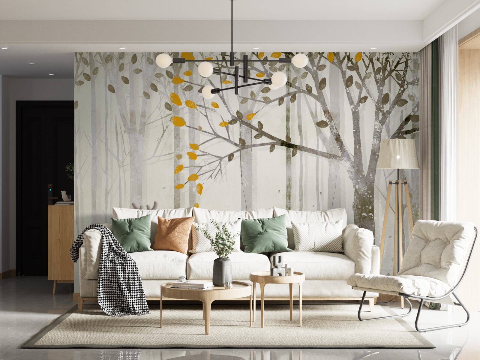 Fototapeta jesienny las, pełen piękna, jest domem dla jeleni